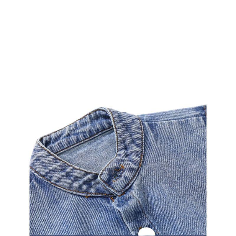 Spring and Autumn Boys' Stylish Denim Vest Children's Clothing Kids' Stand Collar Cardigan Baby Sleeveless Solid Color Jacket