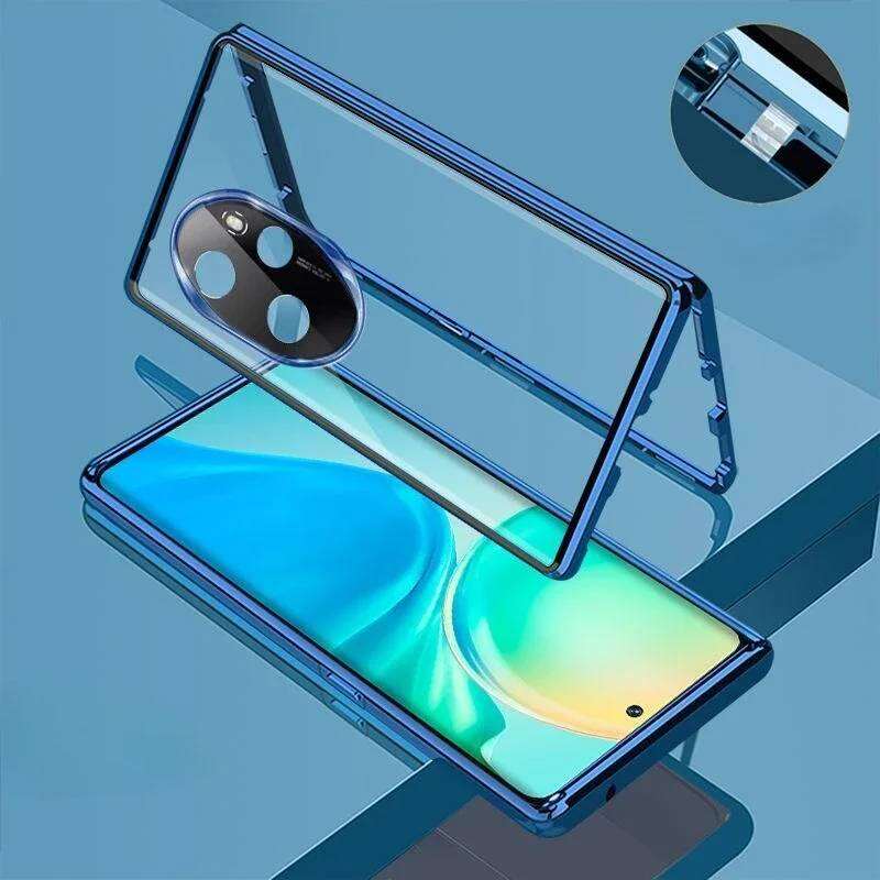 Magnetic Case for Huawei Honor 500 400 Pro/ 200 Pro/ 300 / 90 with Metal Frame Double Sided Tempered-Glass Full Lens Protection Cover Phone Bumpers