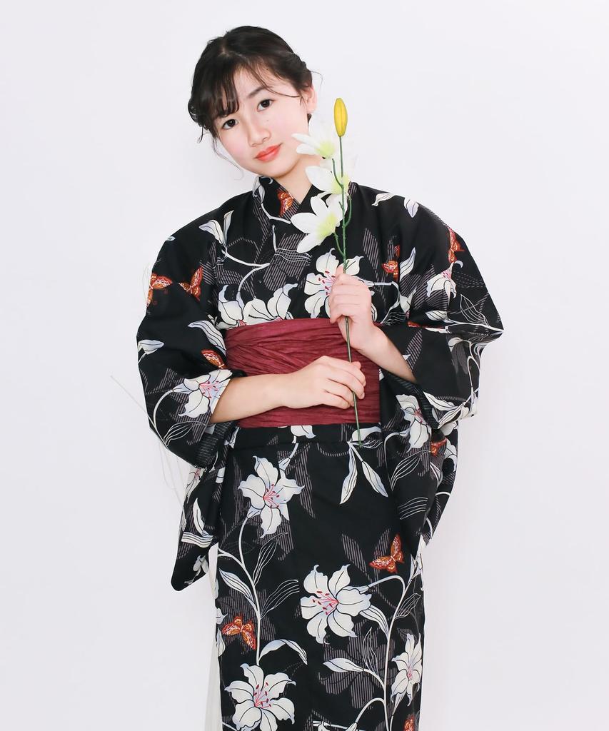Yukata Set Junior Retro Change Weave 3 Piece Set Heiko C Girls Yuri Yuri [KYOETSU] (Yukata, Obi, Geta) (130cm, 10. Investigation)