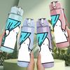 1PC Peeking Curtain Cartoon Figure 750ml Color Plastic Sports Water Bottle Leakproof Flip Straw Lid Suitable for Sports Office Home Use