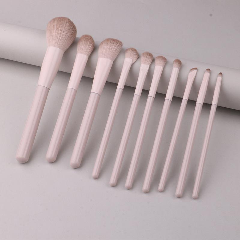 Powder Peach Makeup Brush Set: Eyeshadow, Blush, Contour, Blending, Nose Shadow, Concealer - Full Set for Beginners