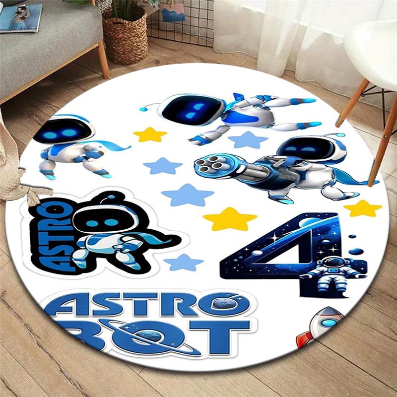 ASTRO BOT Custom Name Round Area Rug,Carpet Rug for Living Room Bedroom Sofa Playroom Decor,Non-slip Floor Mat