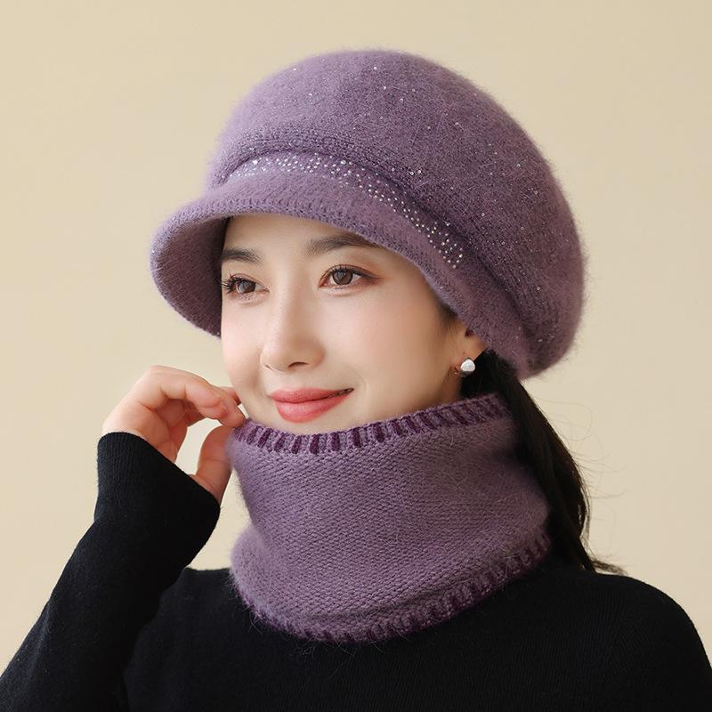 Hat Female Winter Warm Rabbit Hair Beret Cold Protective Ear Wool Hat In The Elderly Hat
