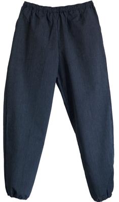 Watanosato Kurume Woven Monpe Easy Pants White Men's (L, Ultra-thin Stripes)