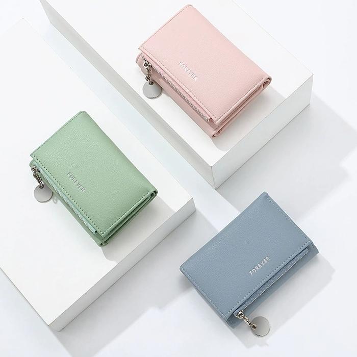 Chain Women Wallet 3 Folding Purse Leather Women Wallets Clutch Cards Holders Zipper Small Coin Pocket