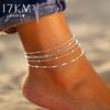 17KM Vintage Anklet Set Fashion Anklets for Women 5pcs/set Multilayers Adjustable Anklet Bracelet On Leg Foot Beach Jewelry