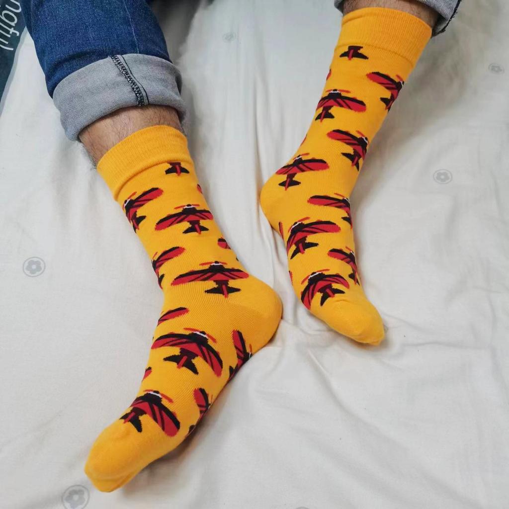Funny Airplane Aircrafts Cotton Men Crew Sock Funky Crew Socks Gift Pilot Men Husband Cute Street Socks Novelty Funky White