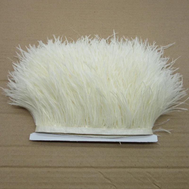 Feather1Meter Fluffy White Ostrich Feathers Trim Fringe 8-10cm Feather Ribbon for Wedding Party Sewing Dress Clothing Decoration Crafts