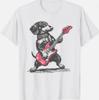 Vintage Dackel spielt Gitarre Lustiges Würstchenhund Unisex T-Shirt