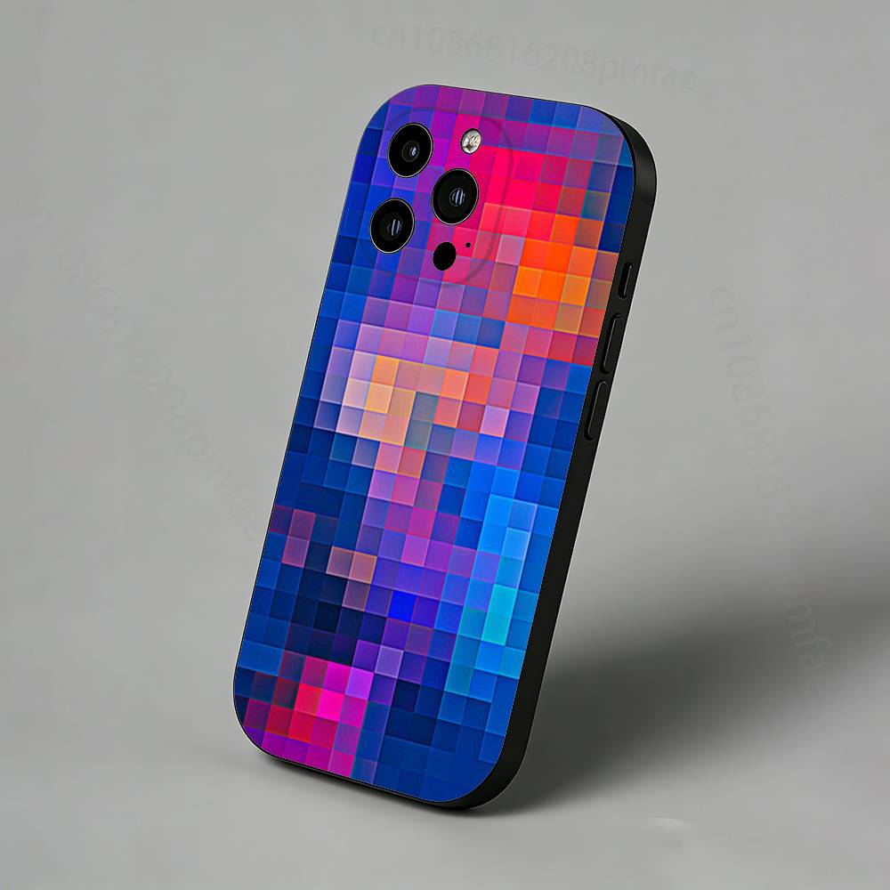 

Colorful Grid Pattern Slim Back Phone Case for iPhone 17,16,15,14,13,12,11 Pro,Max,Plus,X,XS,XR,SE,Mini Protective Cover iPhone12
