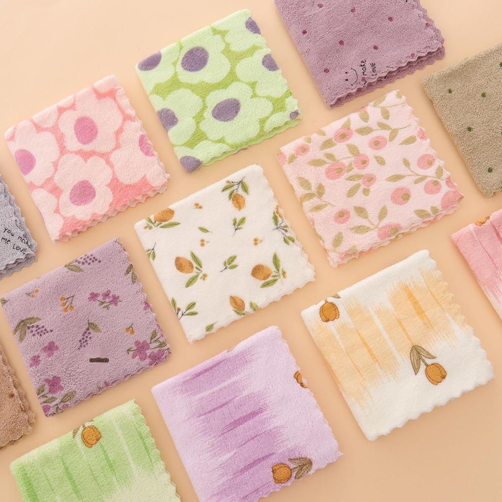 Coral Fleece Absorbent Kitchen Dishcloth - Small, Thick, Easy-to-Use Hand Towel for Dishwashing