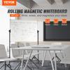 Rolling Whiteboard, 48x32 Inch Double-Sided Magnetic Mobile Whiteboard, 360° Reversible Adjustable Height Dry Erase Board with Wheels & Movable Tray