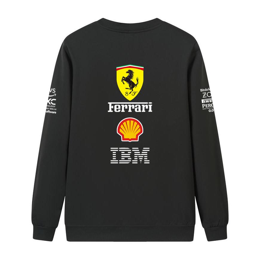 Unisex Damen Herren Frühling und Herbst F1 Ferrari Racing Print Rundhals Sweatshirt Lässig Locker Langarm Pullover Sport Streetwear