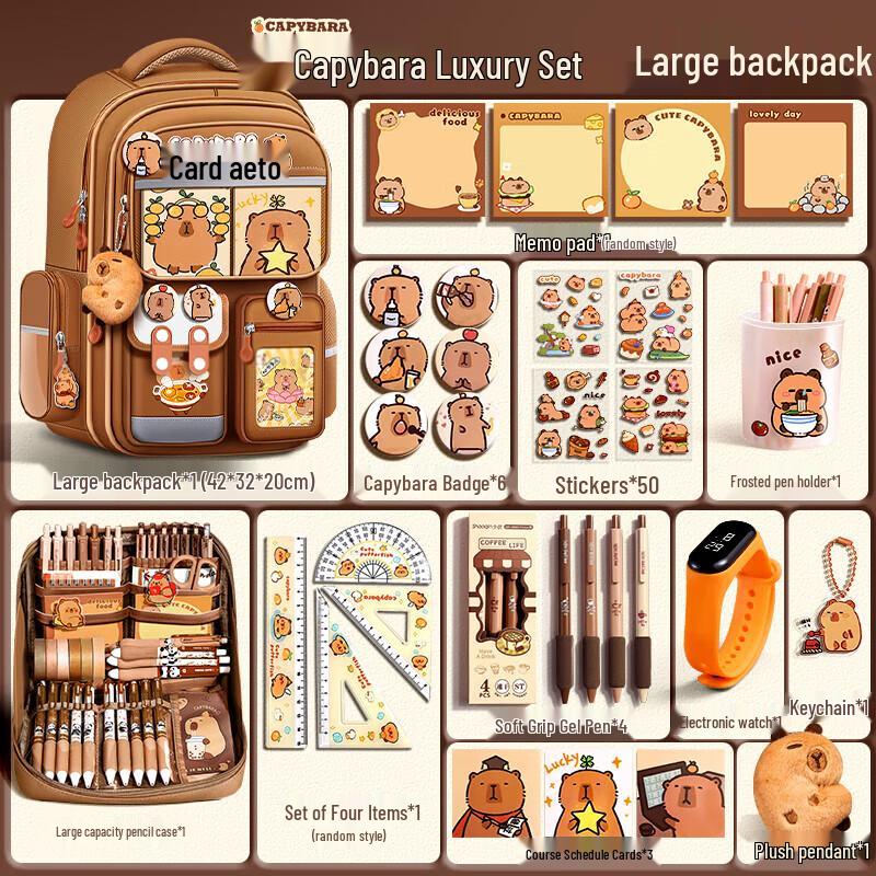 BenYi Capybara Ergonomischer Kinderrucksack Geschenkset