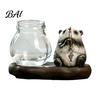 Glass Hydroponic Vase Set Leisure Fishing Frog/Cat/Panda/Bear Statue Ornaments, Clear Mini Vases Miniature Decorative Figurines for Tea Tables