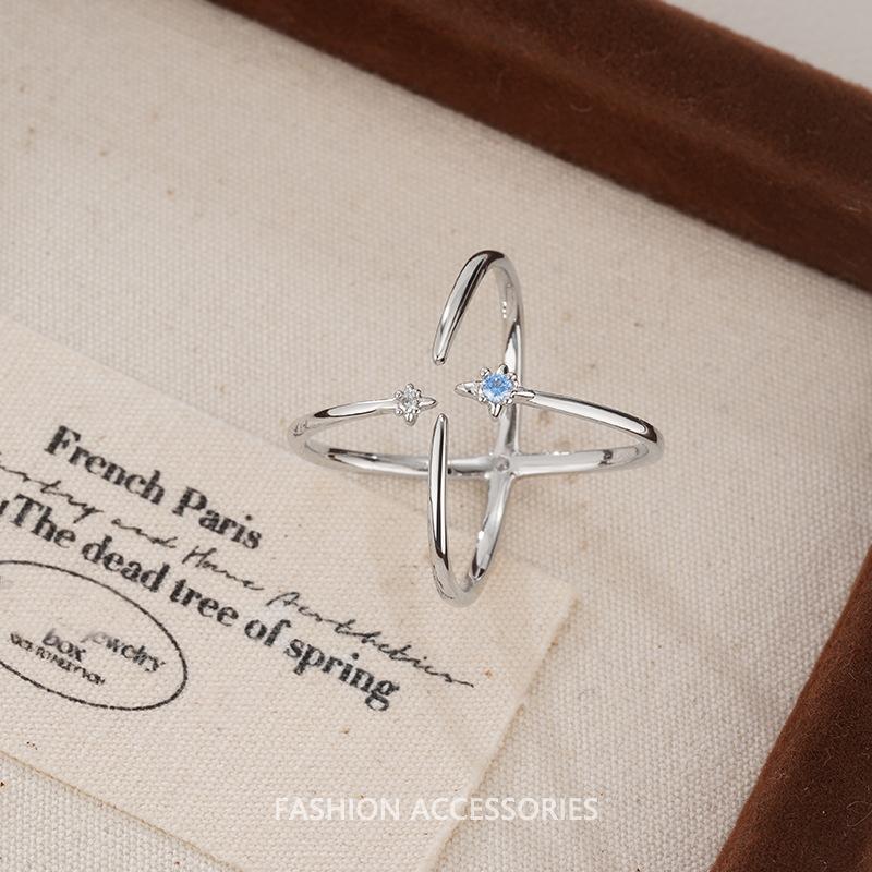 925 Silver Flower Lace Ring Korean Fashion Opening Inlaid CZ Adjustable Rings Valentine's Day Gift