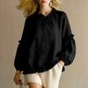 Spring and Autumn New Women's Casual Crew Neck Long Sleeve Loose Solid Color Top