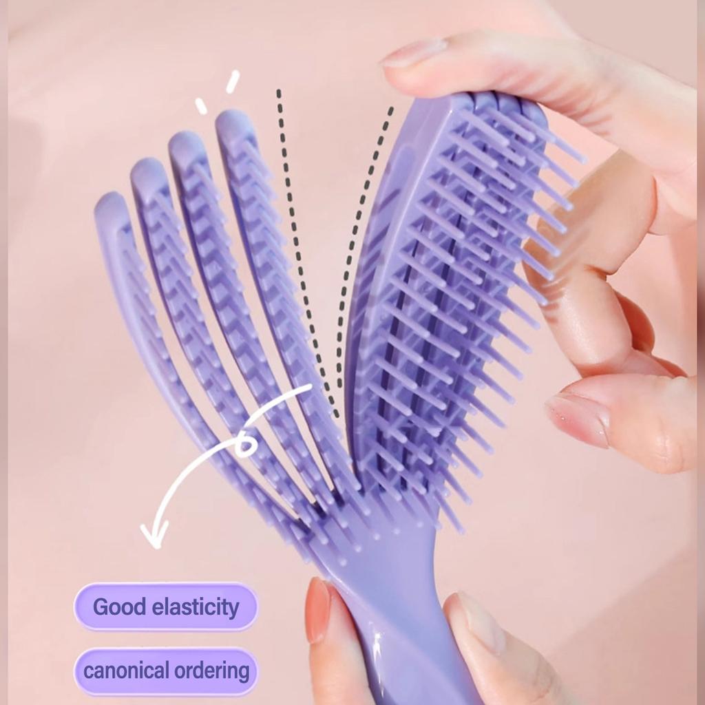 Anti-Static Detangling Brush Flexible Hollow Fluffy Curly Hair Styling Comb for Stubborn Hair Thick Wavy Hair