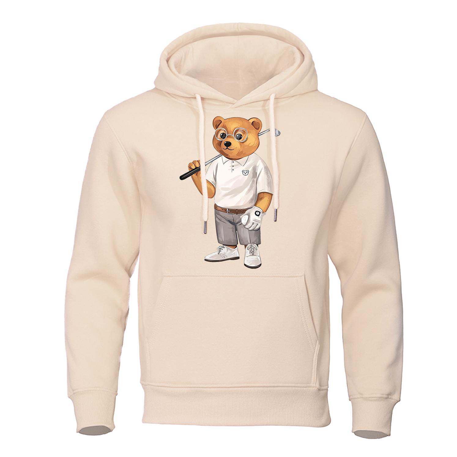 

Мистер. Медведь с клюшкой для гольфа в уличной одежде Мужские уличные толстовки с капюшоном Теплая толстовка с круглым вырезом с капюшоном Пуловер с круглым вырезом Уличная одежда для мужчин 3XL