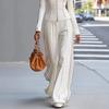New Solid Cotton Blend Slim Fit Casual Long Sleeve Set for Women