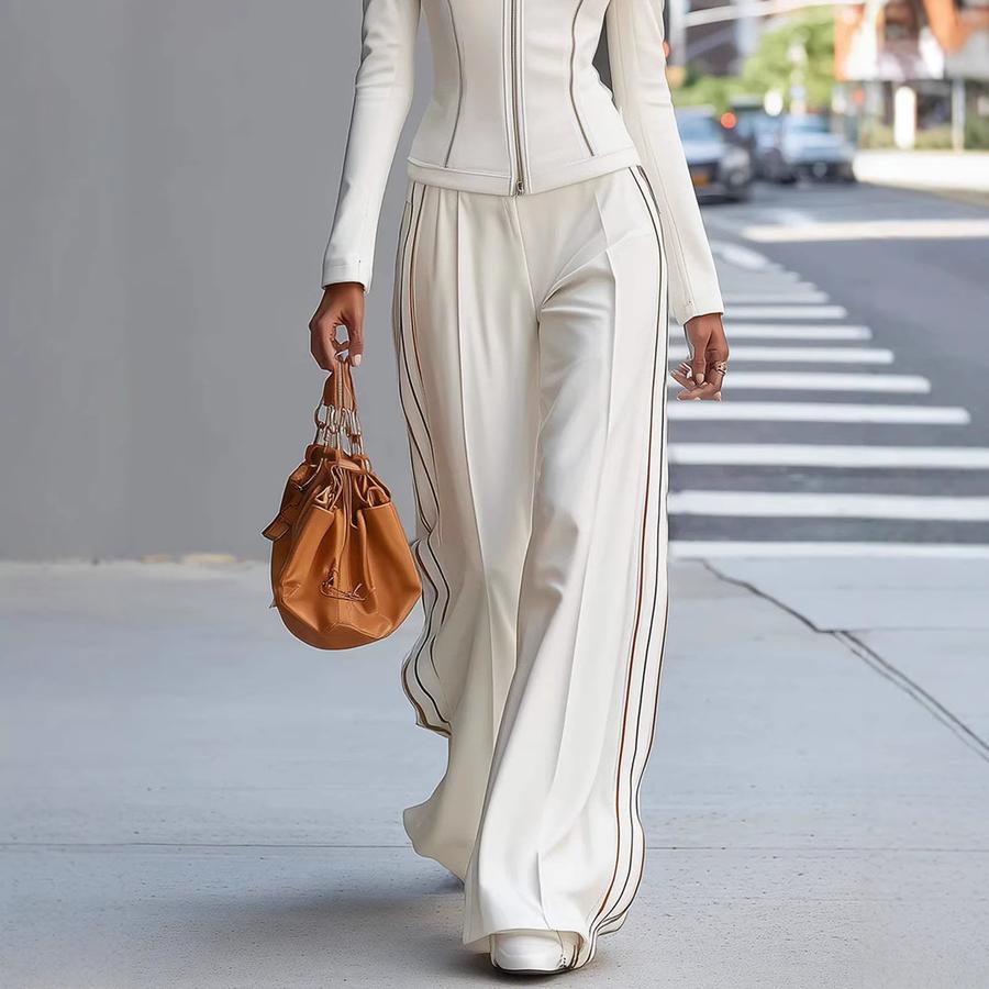 New Solid Cotton Blend Slim Fit Casual Long Sleeve Set for Women