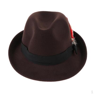 Men's Women's Wool Felt Feather Fedora Hat Vintage Panama Trilby , As Described