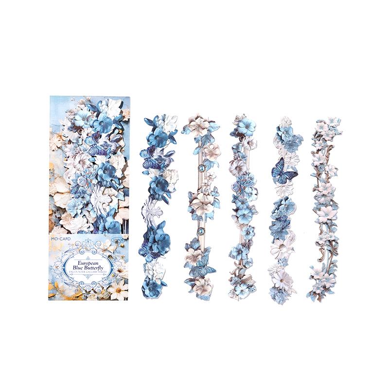 10Sheets Long Floral Stickers Hollow Relief Craft Diy Scrapbooking Collage Stationery Decor Journal Frame Decoration Stickers