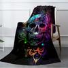 1 Piece Blanke Colorful Skull Car Interior Blanket Suitable For All Seasons Cozy Warm Soft Blanket Suitable For Sofa Bed Travel Camping Living Room