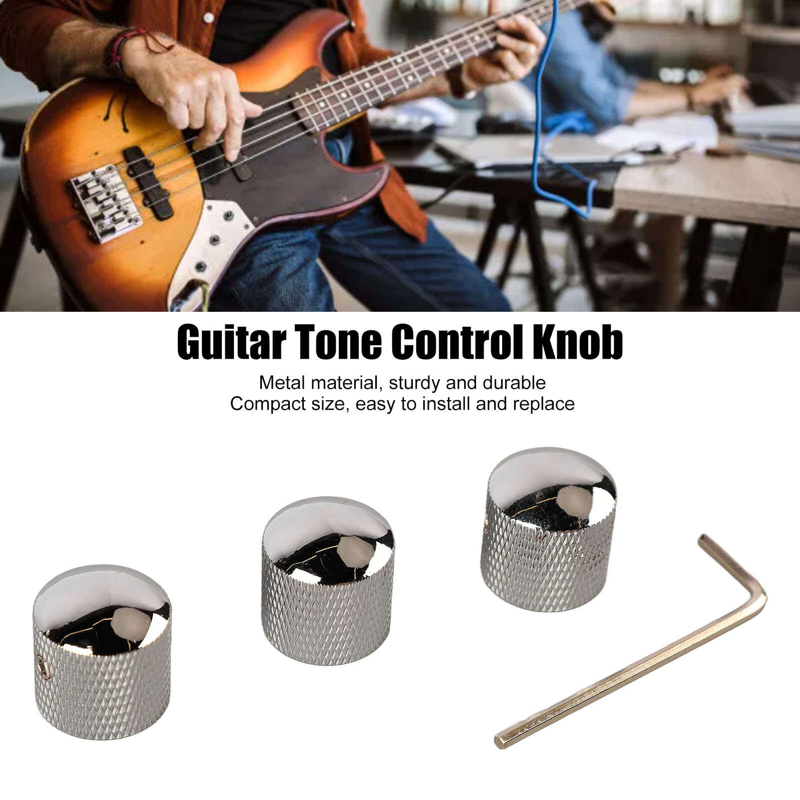 

3 шт., двойные ручки для гитары, металлический регулятор тона, замена для электрогитары, бас GD105, хром