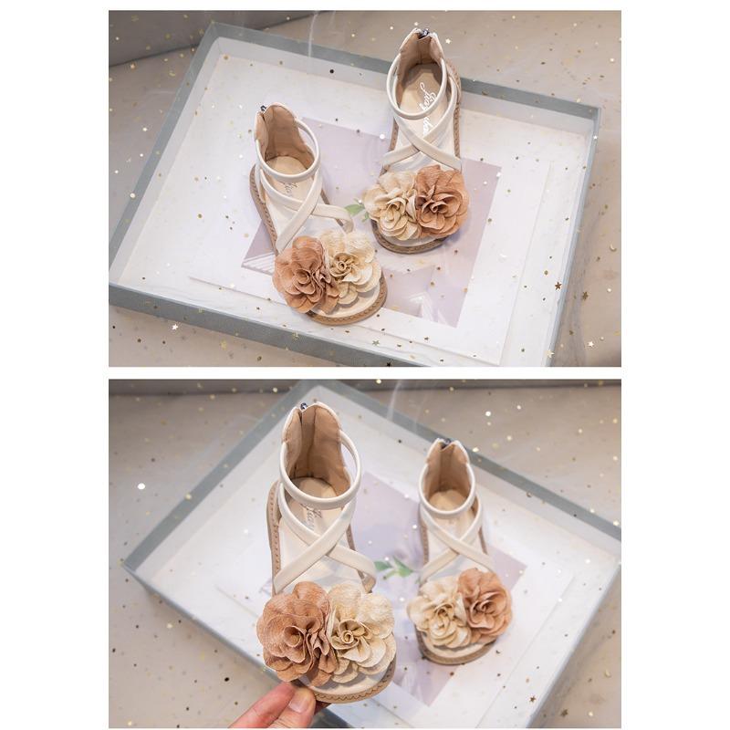 Neue Sommer-Sandalen für Mädchen - Koreanischer Stil, Florale Römische Prinzessinnen-Sandalen, Vielseitige Strandschuhe für Kleine Mädchen