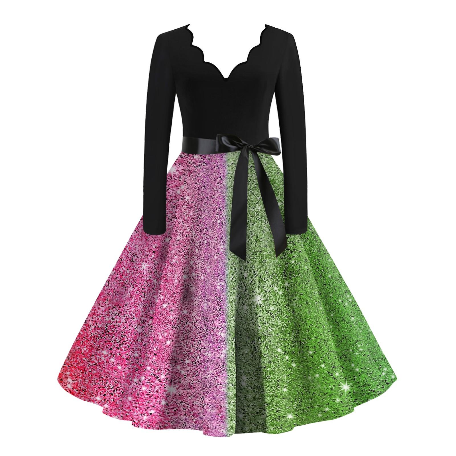 

Женское облегающее элегантное платье-халат с V-образным вырезом и высокой талией с принтом ведьмы и длинными рукавами XL