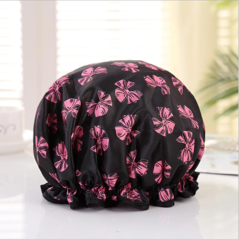 1 buc căciulă de baie groasă, impermeabilă, strat dublu, capac de păr pentru femei, accesorii pentru femei, șapcă de duș, bonetă de mătase pentru baie, capote din satin.