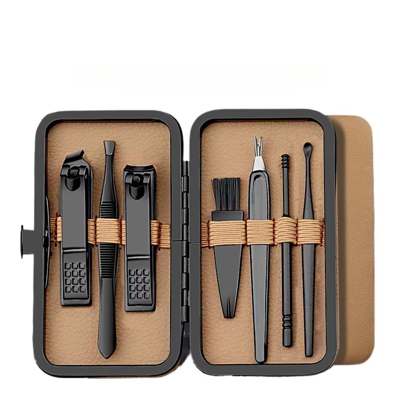 

Men s Complete Nail Care Kit Heavy-Duty Black Manicure & Pedicure Set Nail Clippers Set Cuticle Pusher Trimmer Remover