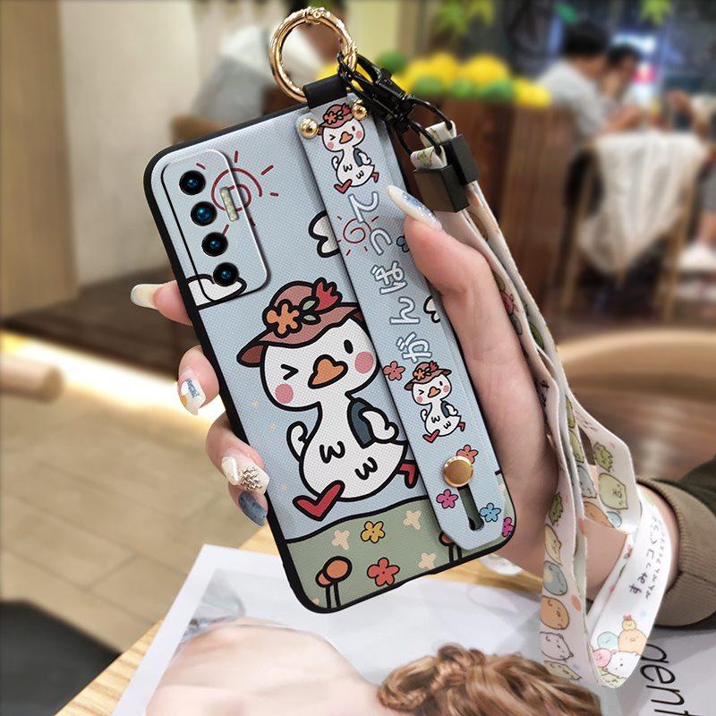 Protective Wristband Phone Case For Tecno Camon17P Kickstand Back Cover Ring Anti-knock Anti-dust Fashion Design Cute