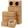 30pcs Brown Bakery Boxes with Window Cookie Boxes Gift Packing Box Kraft Paper Treat Boxes for Pastries Small Cakes Box Wedding Decorations
