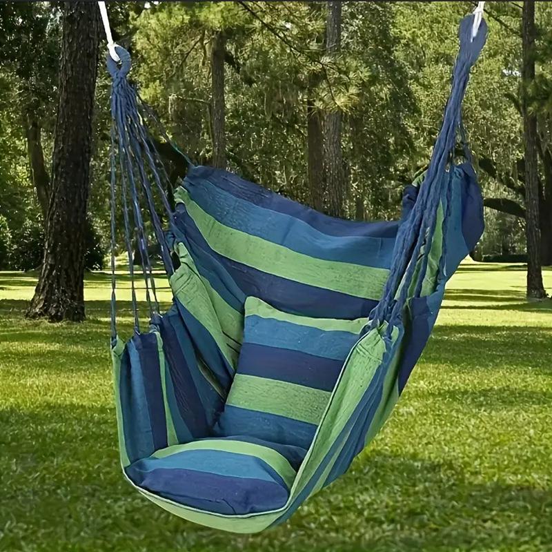 Colorful Stripes Comfortable Canvas Hammock Chair Durable Indoor Outdoor Swing Seat for Garden Patio Camping Home leisure