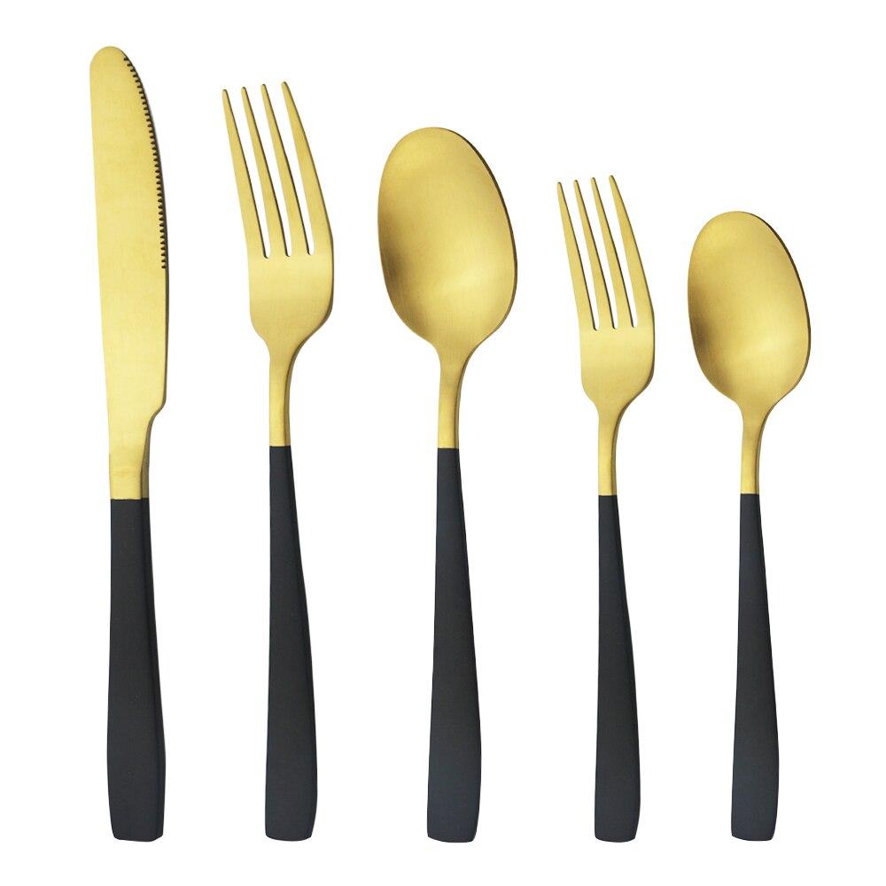 Dinnerware Gold Stainless Steel Set Cutlery Knife Fork Spoons Dessert Coffee Spoons Sliverware Kitchen Party Tableware Flatware