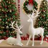 1Pcs Rustic Table Ornaments Christmas Reindeer Decor For Home Indoor Xmas Holiday Small Statue Reindeer Christmas Decoration