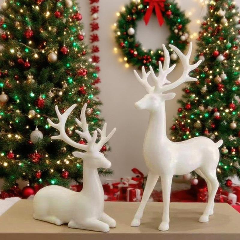 1Pcs Rustic Table Ornaments Christmas Reindeer Decor For Home Indoor Xmas Holiday Small Statue Reindeer Christmas Decoration