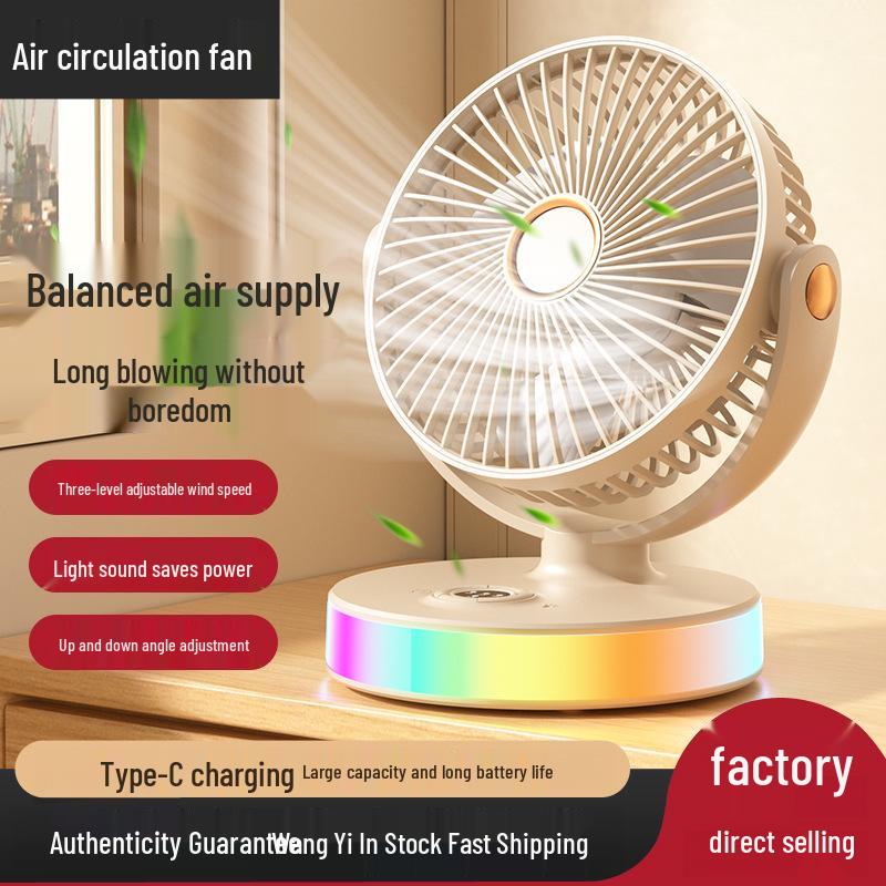 Portable Multi-functional Fan with Colorful Lights for Dorm, Office, and Outdoors