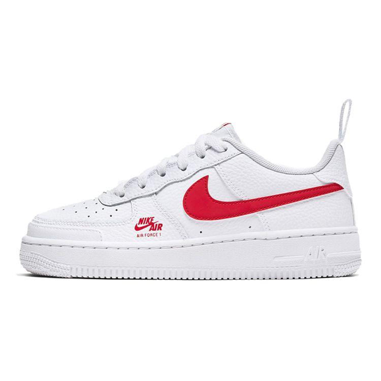 

Nike Air Force 1 GS White University Red Кроссовки Светло-Дымчато-Серые CZ4203-100