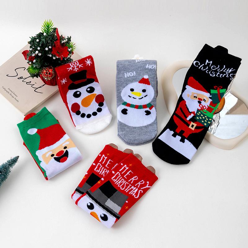 Rote Cartoon Weihnachtsmann Schneemann Socken Damen Herbst- und Wintersocken