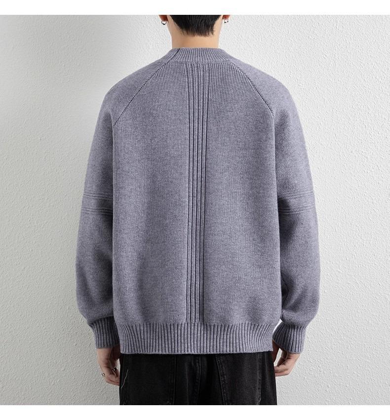 Men's High-Neck Autumn/Winter Knit Sweater - Plus Velvet Warm Base Layer