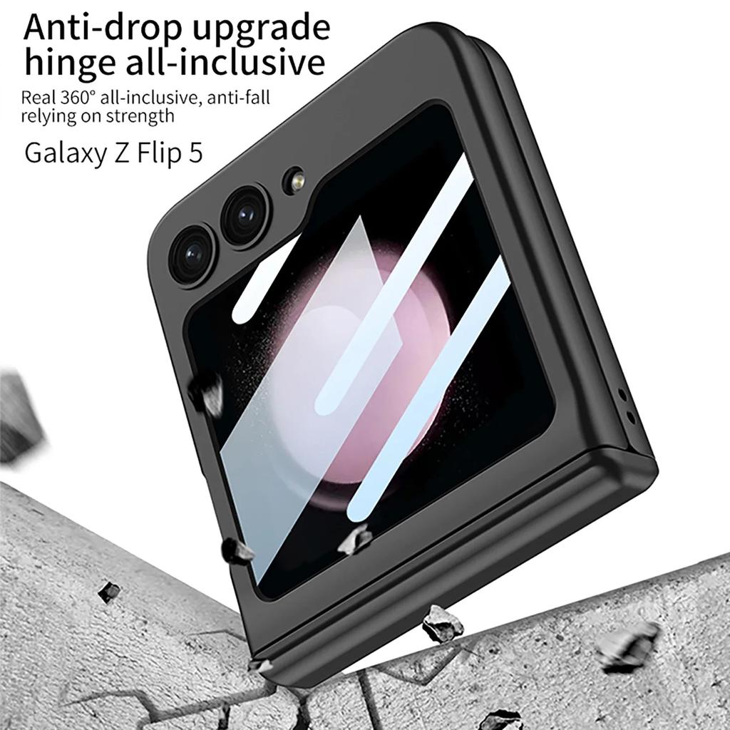 For Samsung Galaxy Z Flip 6 5 Case Magnetic Wireless Charging Matte Hinge Folding Ring Bracket Mirror Film Shockproof Hard Cover