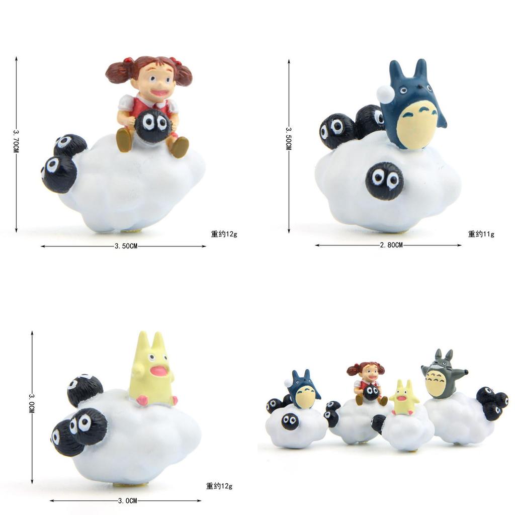 Cute Cartoon Cloud Totoro Girl Coal Ball Blue Cat Mini Model For Gift Giving And Home Decor