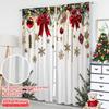 2D Flat Printing 2pcs Merry Christmas Curtain Red Bow Durable 100% Polyester Fabric Without Electricity Spring Party & Holiday