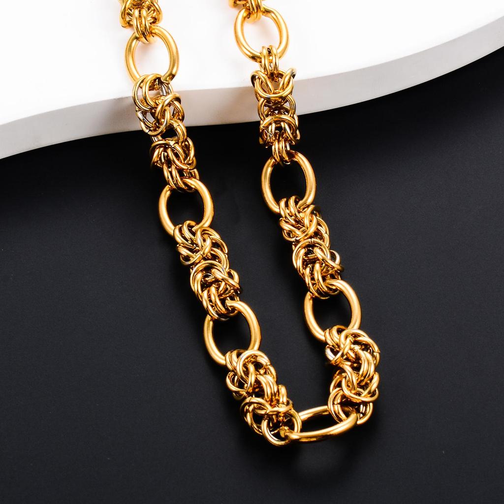 10mm Hiphop Tie a knot Link Chain Stainless Steel Necklace Bracelet High Quality Big Chain Necklace Punk Hiphop Jewelry