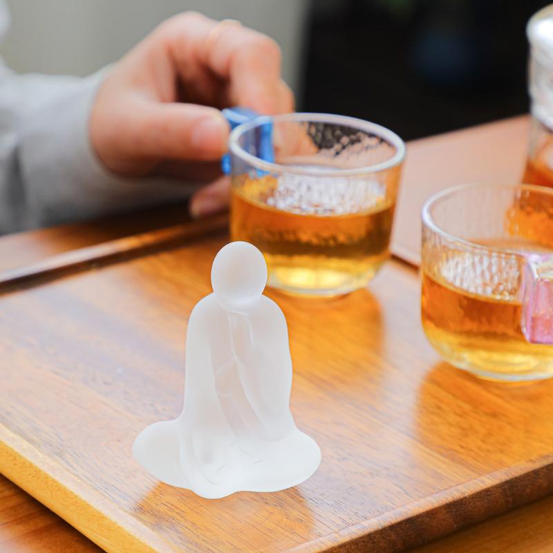 Ancient glazed little monk teapet creative ornament frosted zen glass Tathagata small Buddha statue kung fu tea set tea ceremony