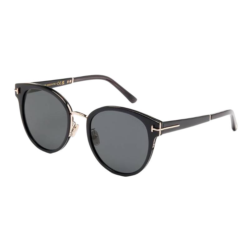 Tom Ford Logo Acetate Irregular Frame Sunglasses Unisex sunglasses Black TF1138K5501A 55,Black
