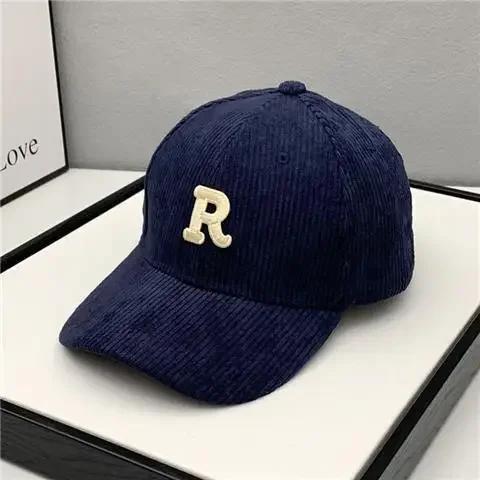 New Fashion Corduroy Baseball Cap Ladies Letter R Snapback Hat Men Shopping Dress Up Unisex Adjustable Casual Caps Hip Hop Hats